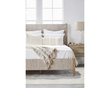 Essentials Woven Malay Queen Bed - White Wash Natural Gray