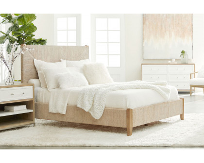 Essentials Woven Malay Queen Bed - White Wash Natural Gray