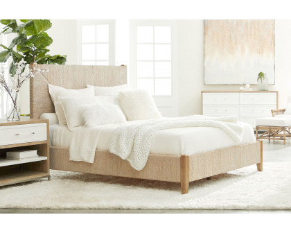 Essentials Woven Malay Queen Bed - White Wash Natural Gray