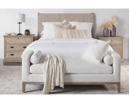 Essentials Woven Malay Queen Bed - White Wash Natural Gray