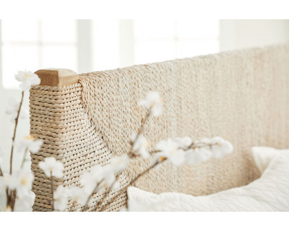 Essentials Woven Malay Cal King Bed - White Wash Natural Gray