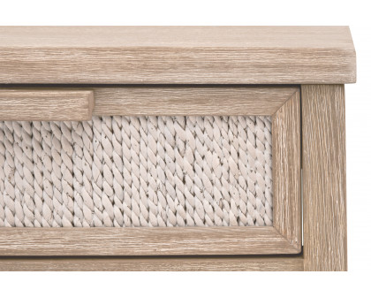 Essentials - Malay 1-Drawer Nightstand in White Wash Abaca Rope, Natural Gray Mahogany