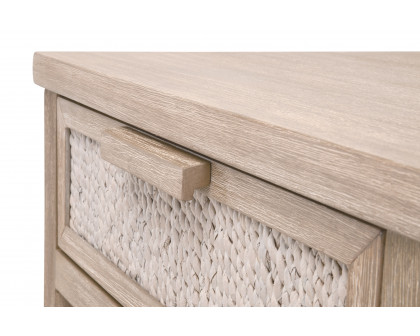 Essentials - Malay 1-Drawer Nightstand in White Wash Abaca Rope, Natural Gray Mahogany