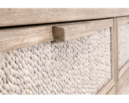 Essentials - Malay 6-Drawer Double Dresser in White Wash Abaca Rope, Natural Gray Mahogany