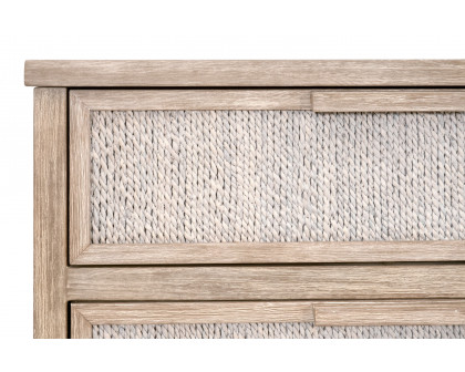 Essentials - Malay 6-Drawer Double Dresser in White Wash Abaca Rope, Natural Gray Mahogany