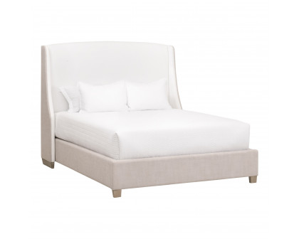 Essentials - Sloan Queen Bed in LiveSmart Peyton-Pearl, Bisque, Natural Gray Oak