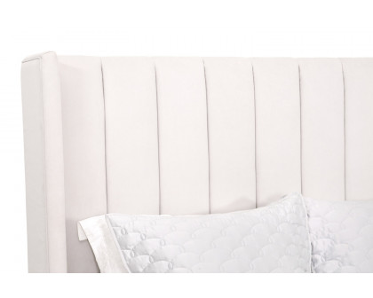 Essentials Chandler Queen Bed - Cream Velvet