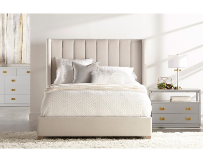 Essentials Chandler Queen Bed - Cream Velvet