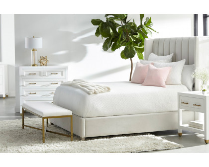 Essentials Chandler Queen Bed - Cream Velvet