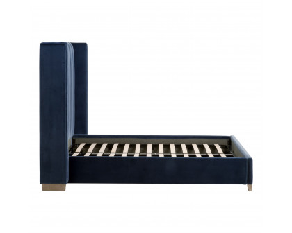 Essentials Chandler Queen Bed - Denim Velvet, Natural Gray Oak