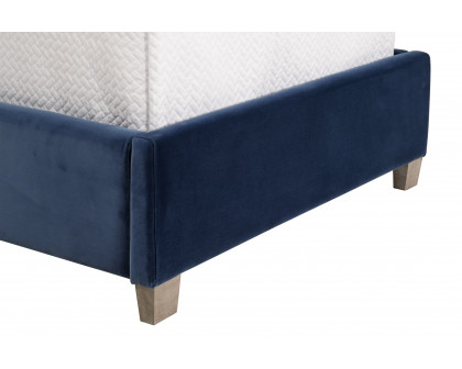 Essentials - Chandler Twin Size Upholstered Bed in Denim Velvet, Natural Gray Oak