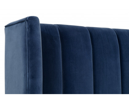 Essentials - Chandler Twin Size Upholstered Bed in Denim Velvet, Natural Gray Oak