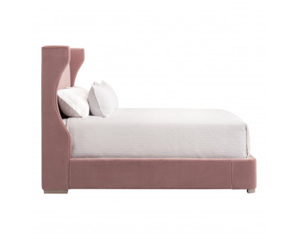 Essentials Balboa Queen Bed - Petal Velvet, Natural Gray Oak