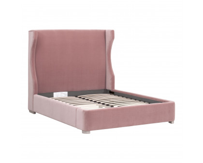 Essentials Balboa Queen Bed - Petal Velvet, Natural Gray Oak