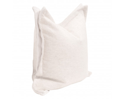 Essentials - The Little Bit Country 22" Pillow Set of 2 in Performance Textured Cream Linen, LiveSmart Machale-Ivory Flange