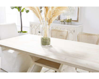 Essentials - Bella Antique Bridge Dining Table in White Wash Pine