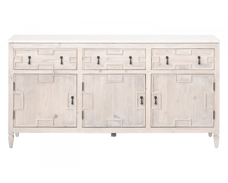 Essentials - Bella Antique Emerie Media Sideboard in White Wash Pine