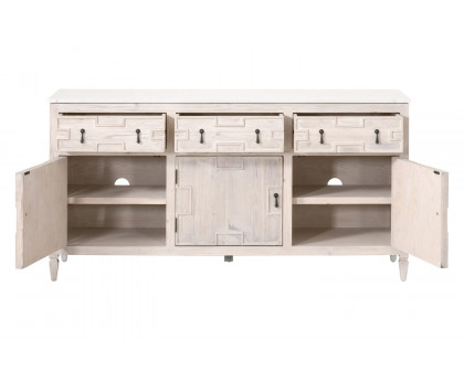 Essentials - Bella Antique Emerie Media Sideboard in White Wash Pine