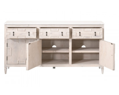 Essentials - Bella Antique Emerie Media Sideboard in White Wash Pine