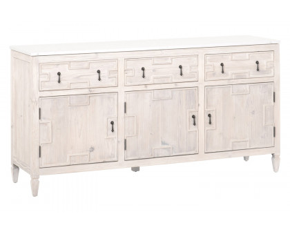 Essentials - Bella Antique Emerie Media Sideboard in White Wash Pine