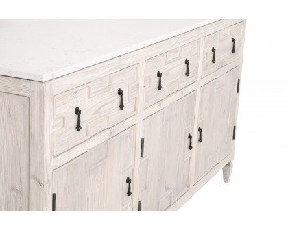 Essentials - Bella Antique Emerie Media Sideboard in White Wash Pine