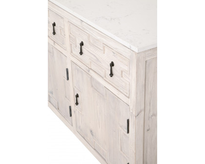 Essentials - Bella Antique Emerie Media Sideboard in White Wash Pine