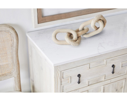 Essentials - Bella Antique Emerie Media Sideboard in White Wash Pine