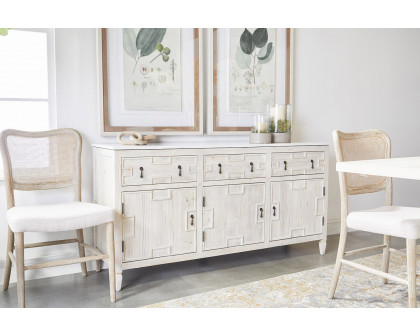 Essentials - Bella Antique Emerie Media Sideboard in White Wash Pine