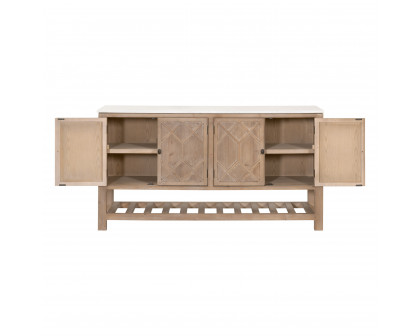 Essentials Bella Antique Willow Media Sideboard - Smoke Gray Pine, White Quartz