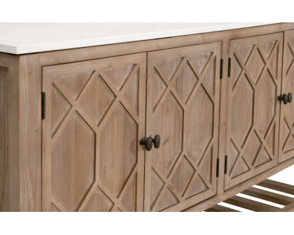 Essentials Bella Antique Willow Media Sideboard - Smoke Gray Pine, White Quartz