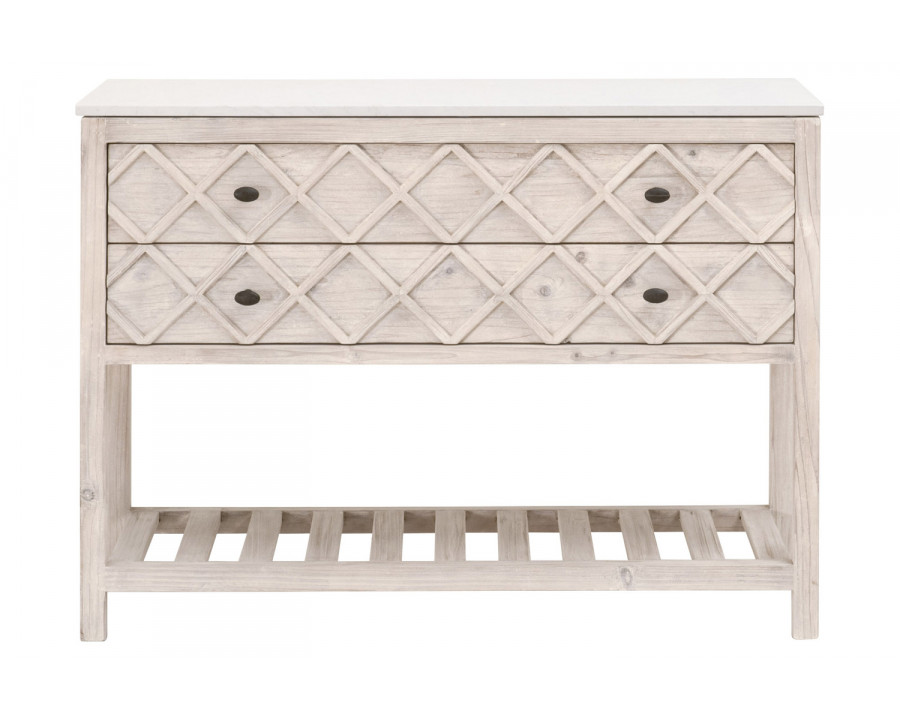 Essentials - Bella Antique Willow Entry Cabinet in White Wash