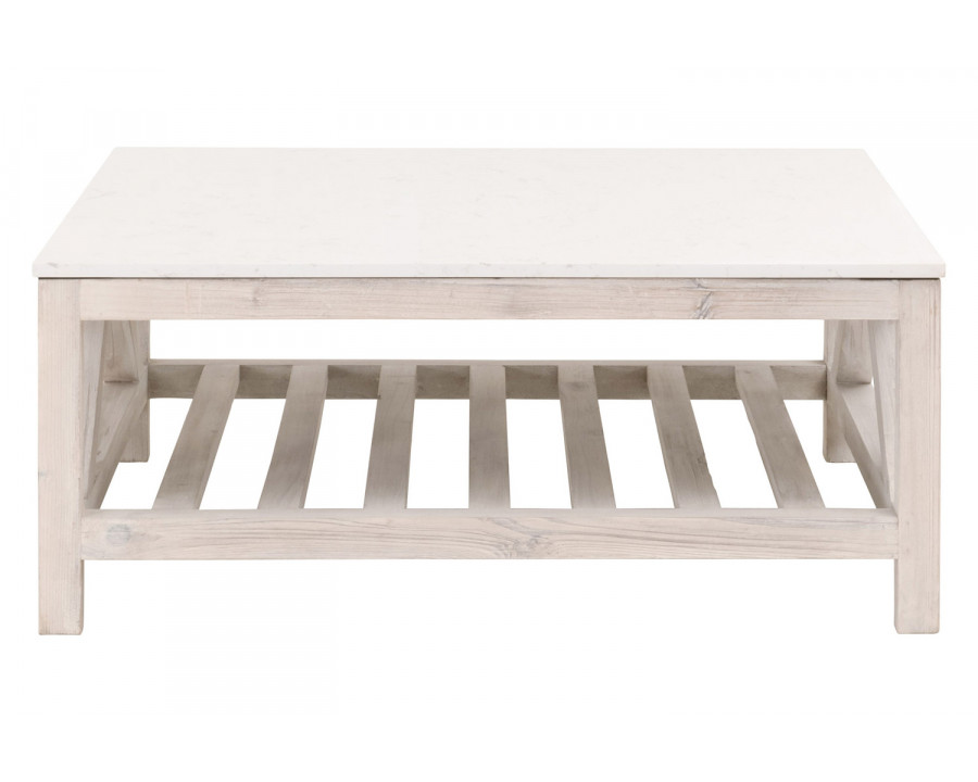 Essentials Bella Antique Spruce Square Coffee Table - White Wash Pine