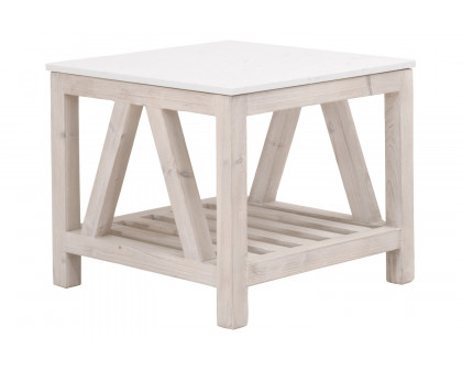 Essentials Bella Antique Spruce End Table - White Wash Pine