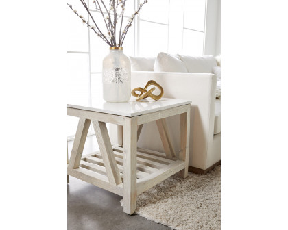 Essentials Bella Antique Spruce End Table - White Wash Pine