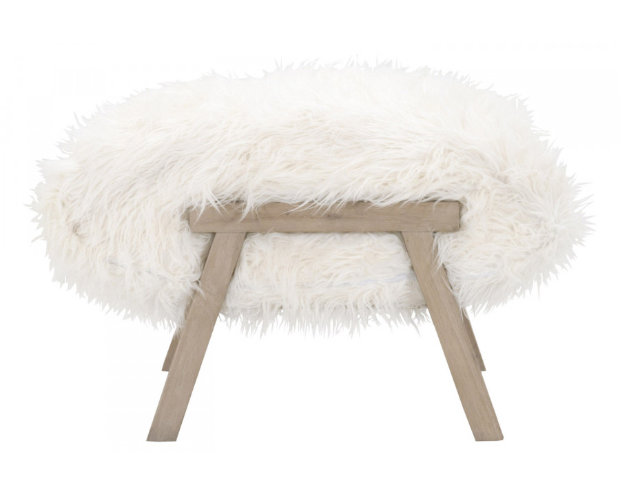 Essentials - Bella Antique Tibet Ottoman in White Fur