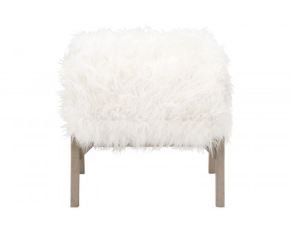 Essentials - Bella Antique Tibet Ottoman in White Fur