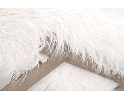 Essentials - Bella Antique Tibet Ottoman in White Fur