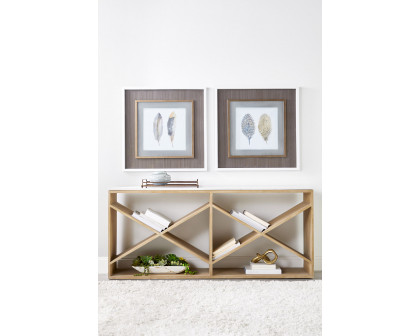 Essentials - Bella Antique Cellar Console Table in Gray Oak White Quartz