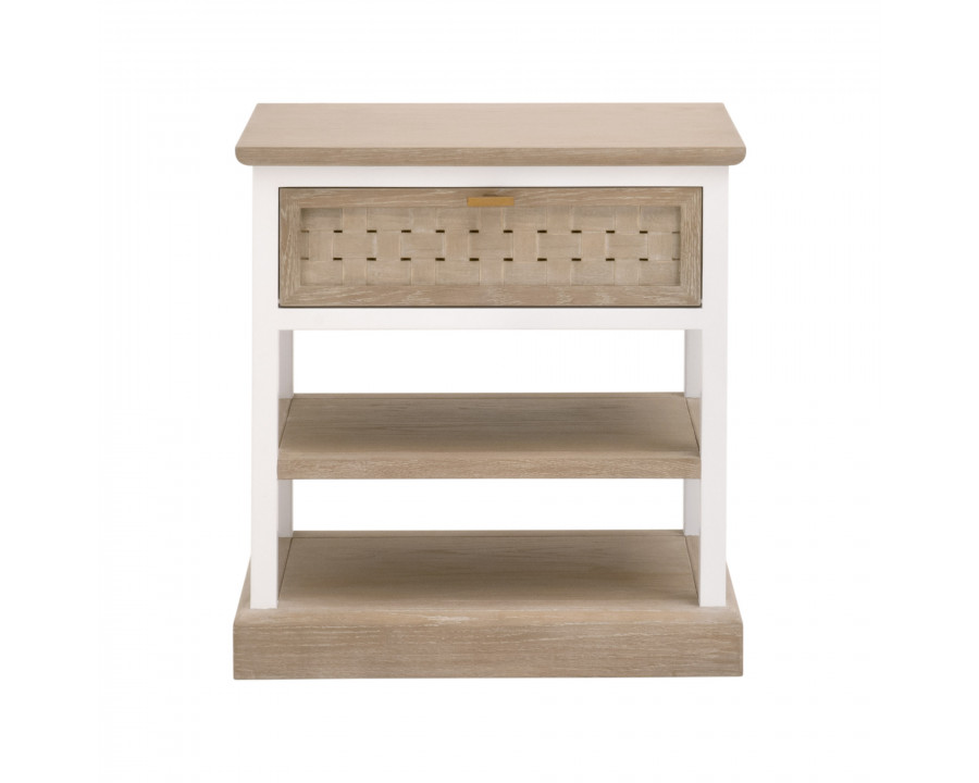 Essentials - Weave 1-Drawer Rectangular Side Table in Smoke Gray Oak, White Painted Oak