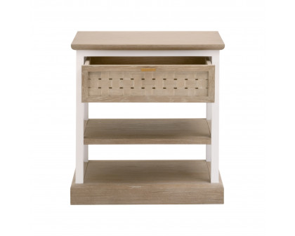 Essentials - Weave 1-Drawer Rectangular Side Table in Smoke Gray Oak, White Painted Oak