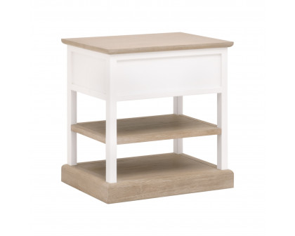 Essentials - Weave 1-Drawer Rectangular Side Table in Smoke Gray Oak, White Painted Oak