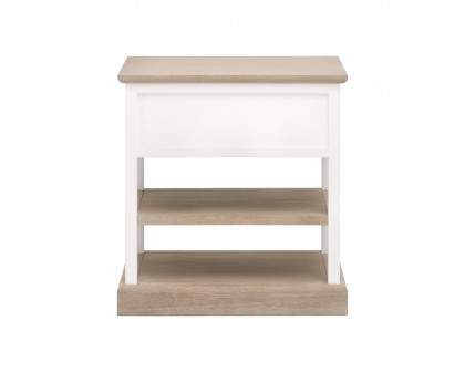 Essentials - Weave 1-Drawer Rectangular Side Table in Smoke Gray Oak, White Painted Oak