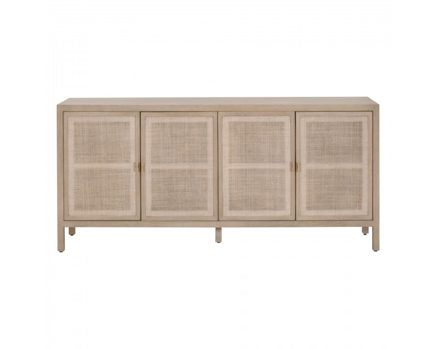 Essentials - Carina Media Sideboard in Smoke Gray Oak, Smoke Gray Cane