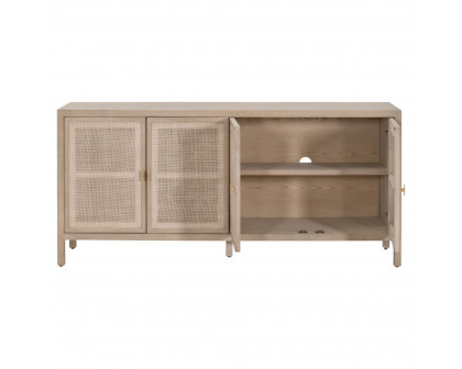 Essentials - Carina Media Sideboard in Smoke Gray Oak, Smoke Gray Cane