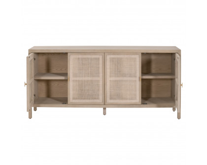 Essentials - Carina Media Sideboard in Smoke Gray Oak, Smoke Gray Cane