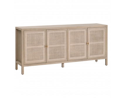 Essentials - Carina Media Sideboard in Smoke Gray Oak, Smoke Gray Cane