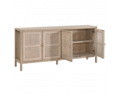 Essentials - Carina Media Sideboard in Smoke Gray Oak, Smoke Gray Cane