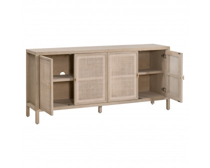 Essentials - Carina Media Sideboard in Smoke Gray Oak, Smoke Gray Cane