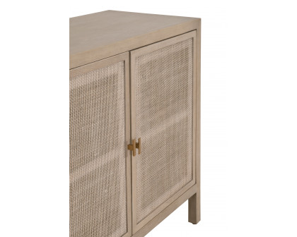 Essentials - Carina Media Sideboard in Smoke Gray Oak, Smoke Gray Cane