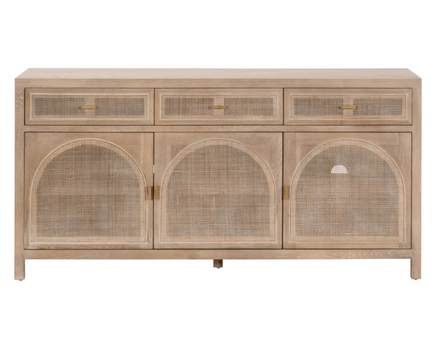 Essentials - Bella Antique Cane Media Sideboard in Smoke Gray